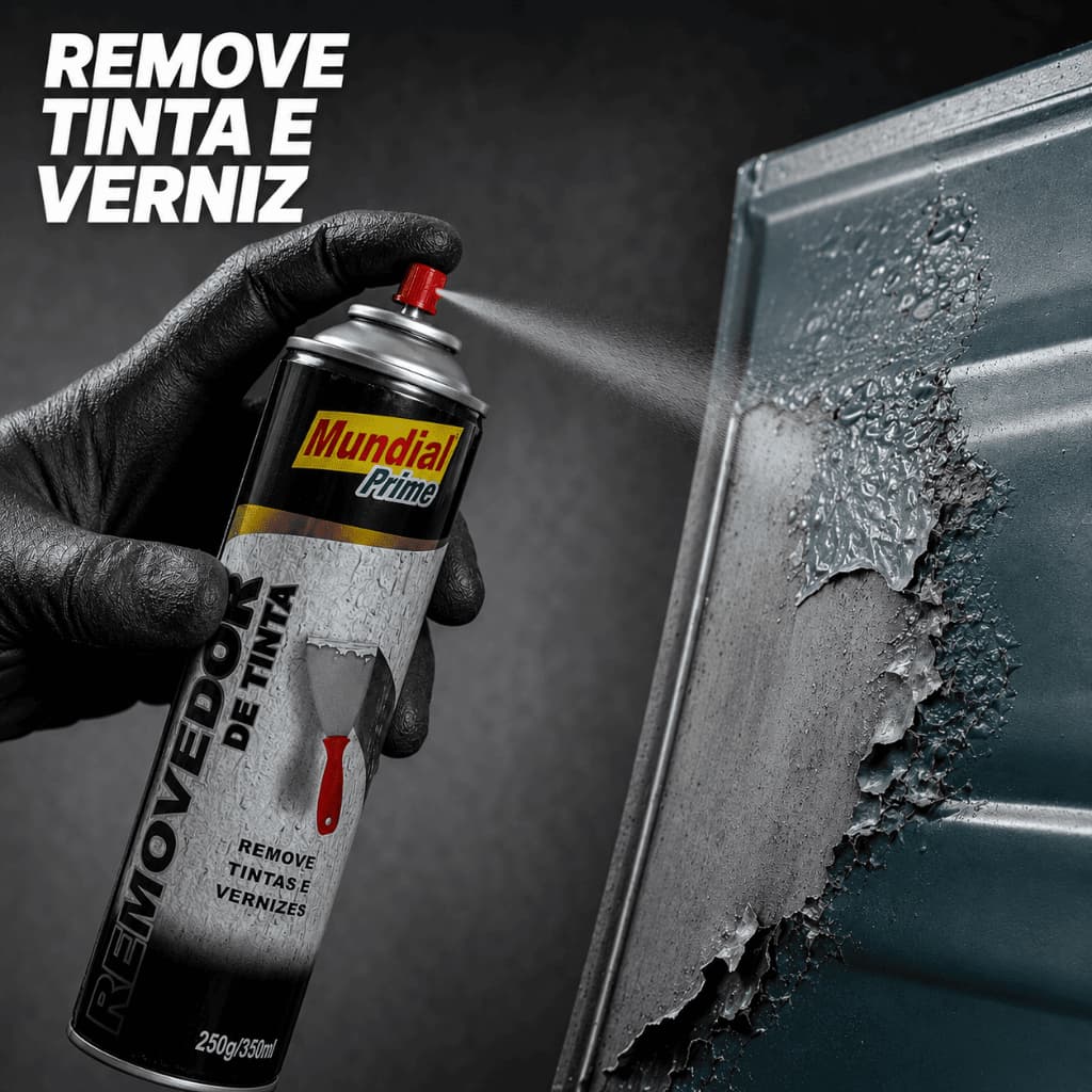 Removedor de Tintas e Vernizes Spray 350ml Mundial Prime Desplaca Tinta Lataria Veículos Motos