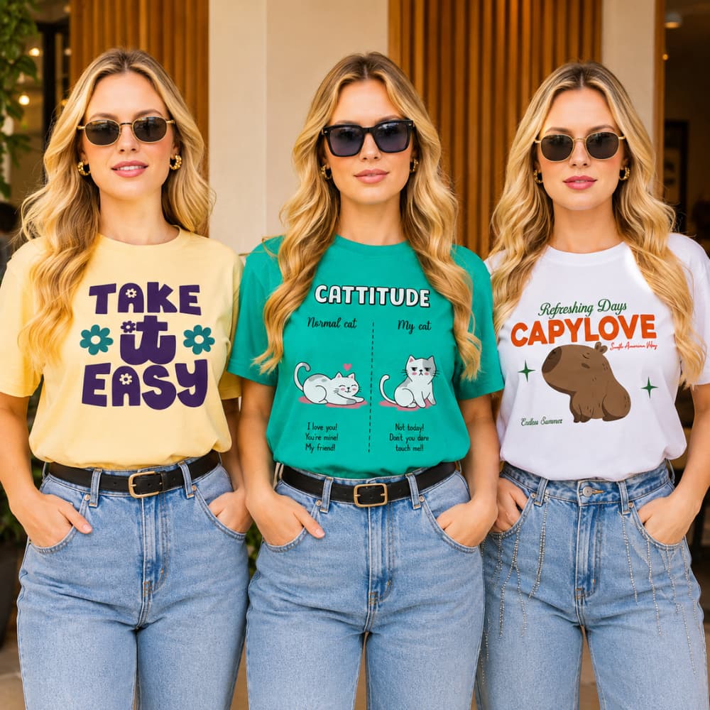 Kit 3 T-Shirt Estampada Camiseta Feminina Estilosa