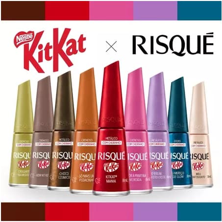 Kit Esmaltes Risqué KitKat Lançamento Esmalte Com Cheirinho De Chocolate Esmalte