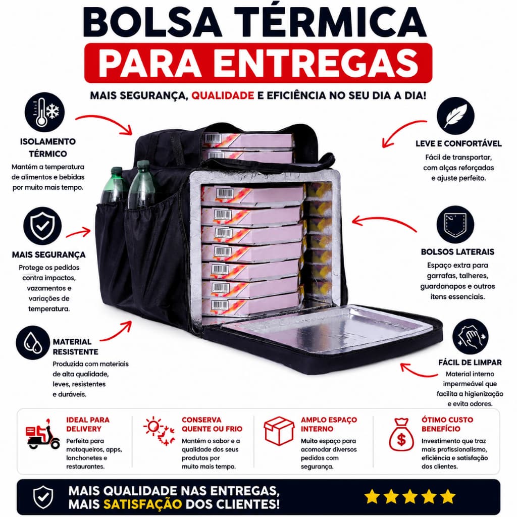 Bag Bolsão Com Isopor Laminado Delivery - 45 Litros