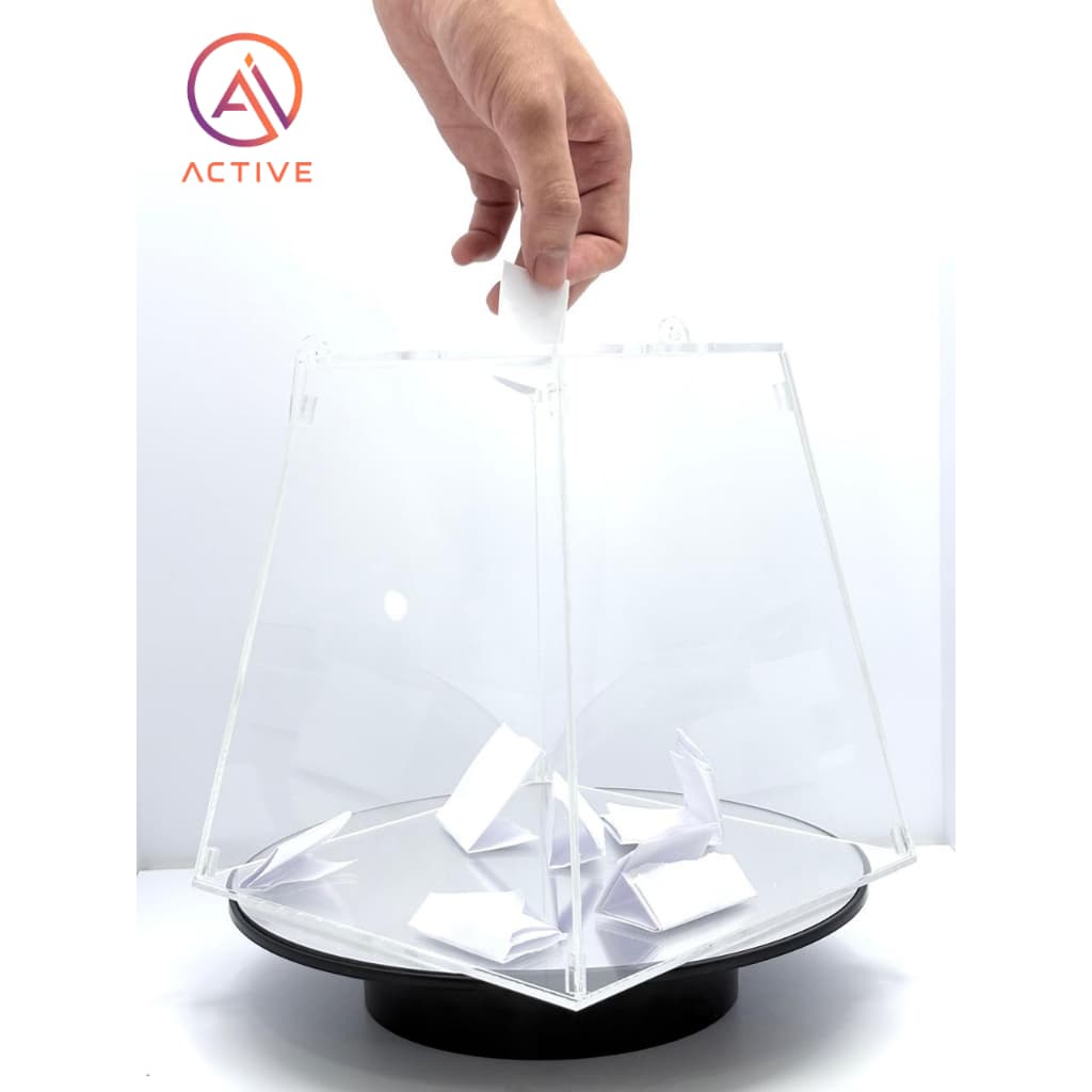 Urna Pirâmide em Acrílico Transparente para Sorteio, Rifas, Bilhetes, Cupons e Guardar Dinheiro