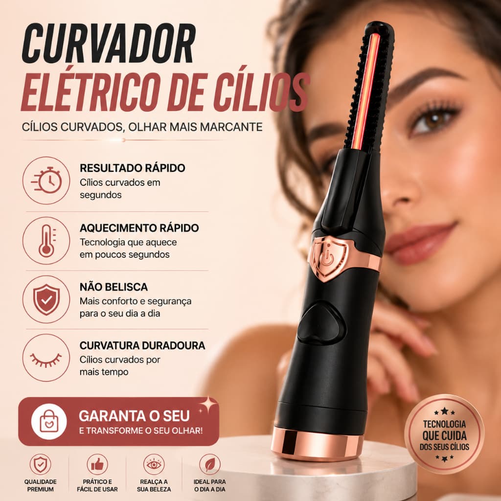 Modelador de Cílios Elétrico Térmico Curvador Aquecimento Rápido Portátil