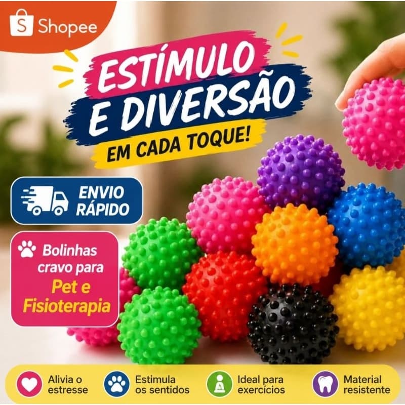KIT 2 BOLINHA CRAVO FISIOTERAPIA MASSAGEM ANTI-STRESS E BRINQUEDO INTERATIVO PARA PET 6CM