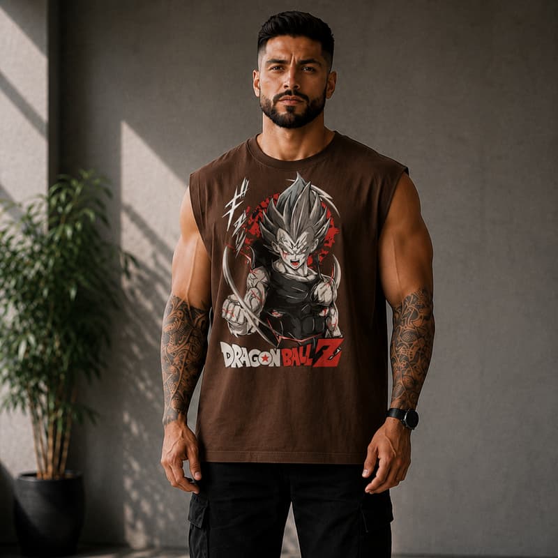 Camiseta Regata Longa Oversized Vegeta Majin Dark Dragon Art