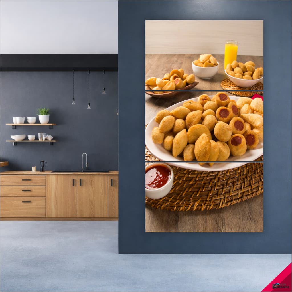Quadro Decorativo Salgados Deliciosos Fritos e Assados Decoração Lanchonete Padaria Restaurante Bar