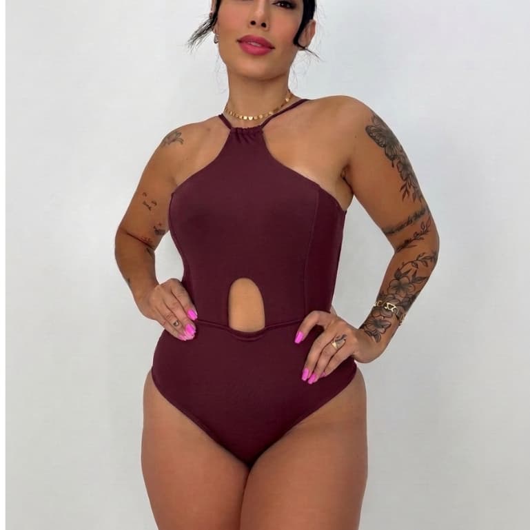 Maiô Body Feminino com Recorte Frontal Confortável Feminina Primavera Verão 2026