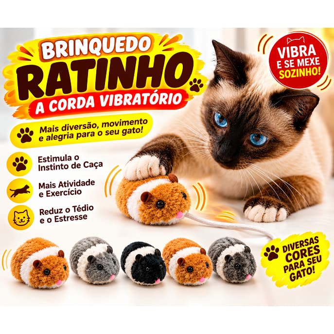 Mouse de Corda Pelúcia Brinquedo Interativo Para Gatos Pet