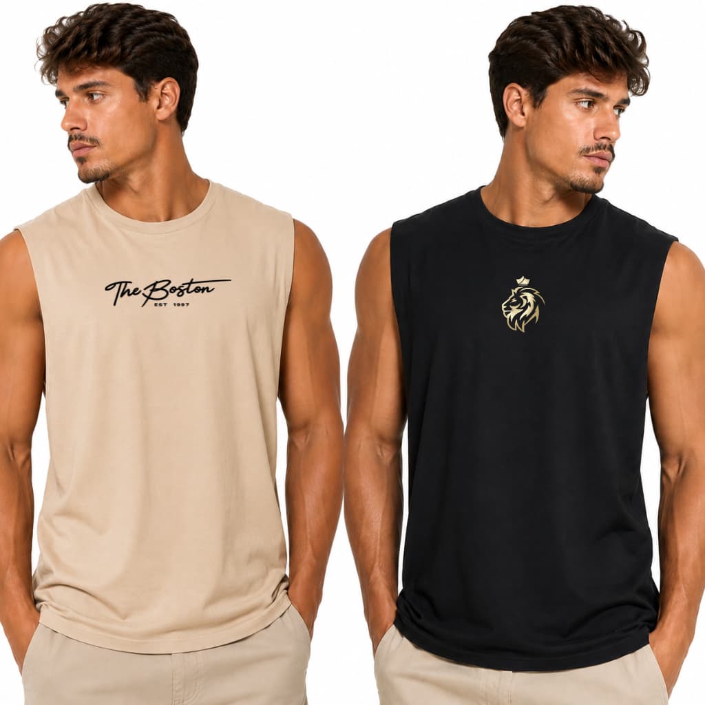 Kit 2 Regata Machão Estampada Camiseta Cavada 100% Algodão Promoção