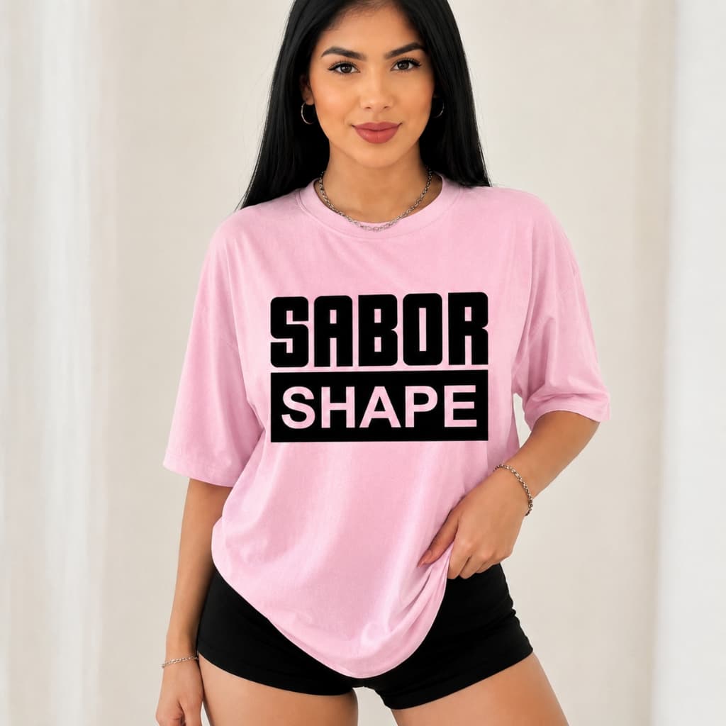 Camiseta Feminina Rosa Sabor Shape 100% Algodão Estampada Casual Fitness Confortável