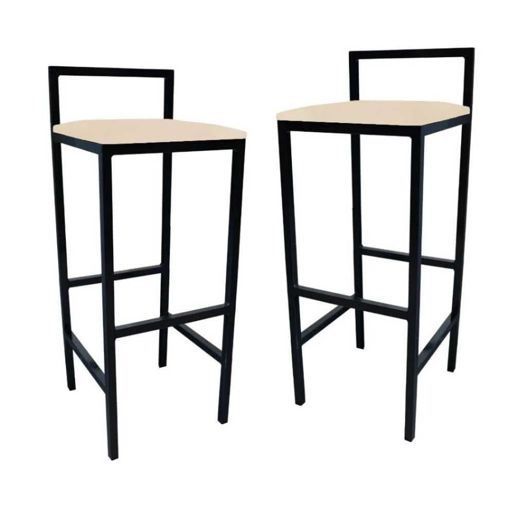Kit 2 Banqueta Baixa Quadrada Industrial Cozinha Balcão