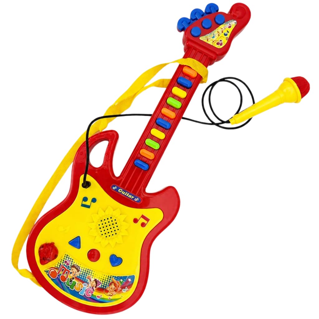 Guitarra Musical Infantil Com Microfone Luzes e Sons