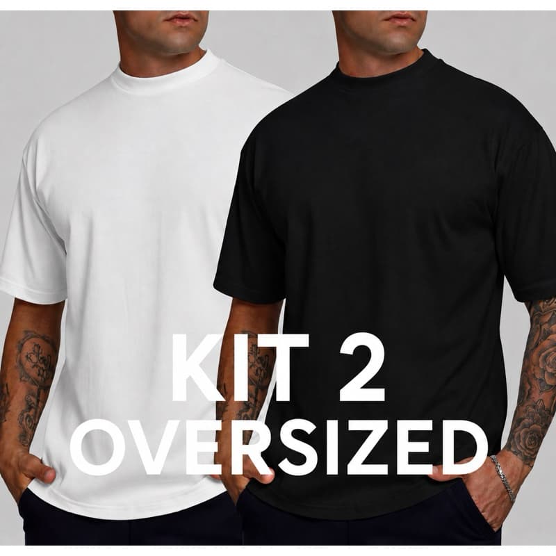 KIT 2 Camiseta Oversized Básica Streetwear Masculina