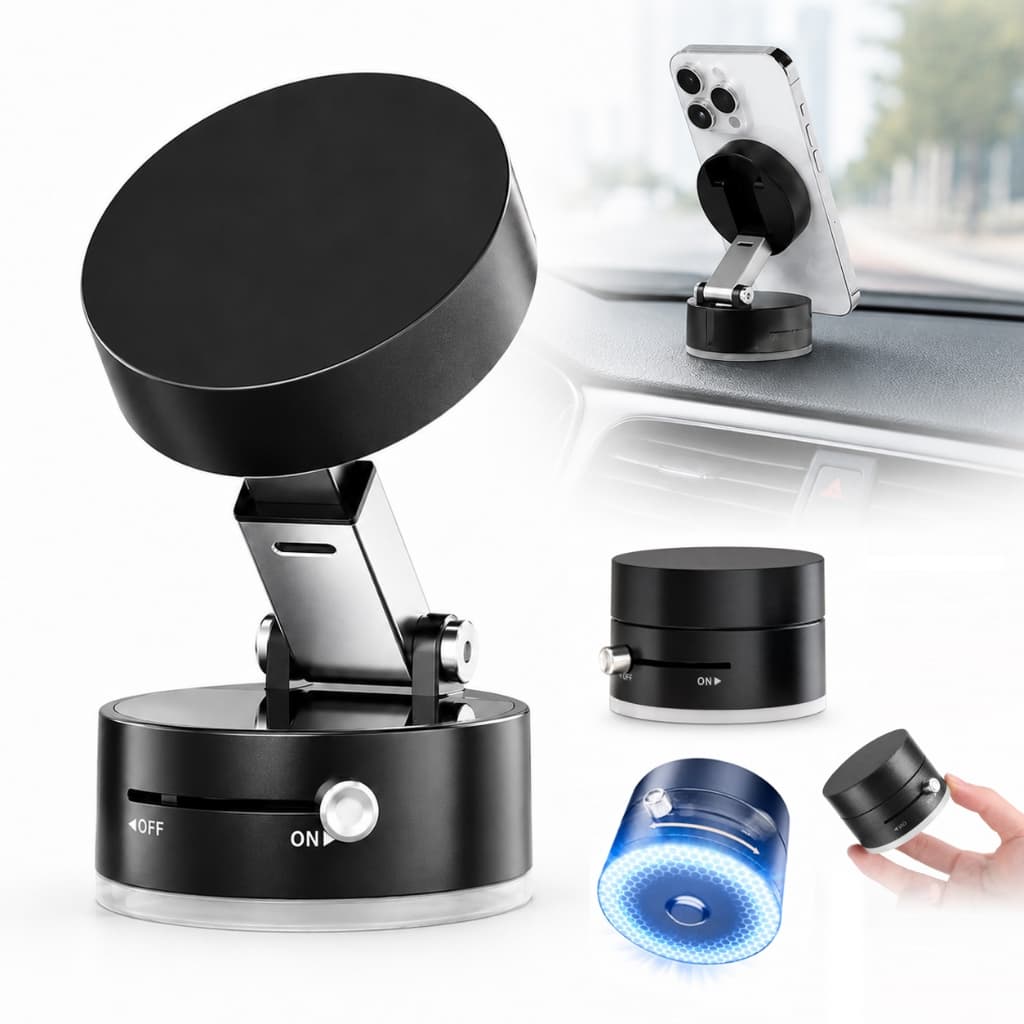 Suporte Magnético para Celular Carro 360° Dobrável Ventosa a Vácuo Ajustável Universal para Mesa e Vidro
