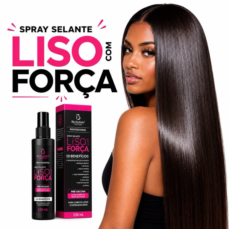 Spray Selante Liso com Força - Proteção Térmica e Eliminação de Frizz, 2x130ml