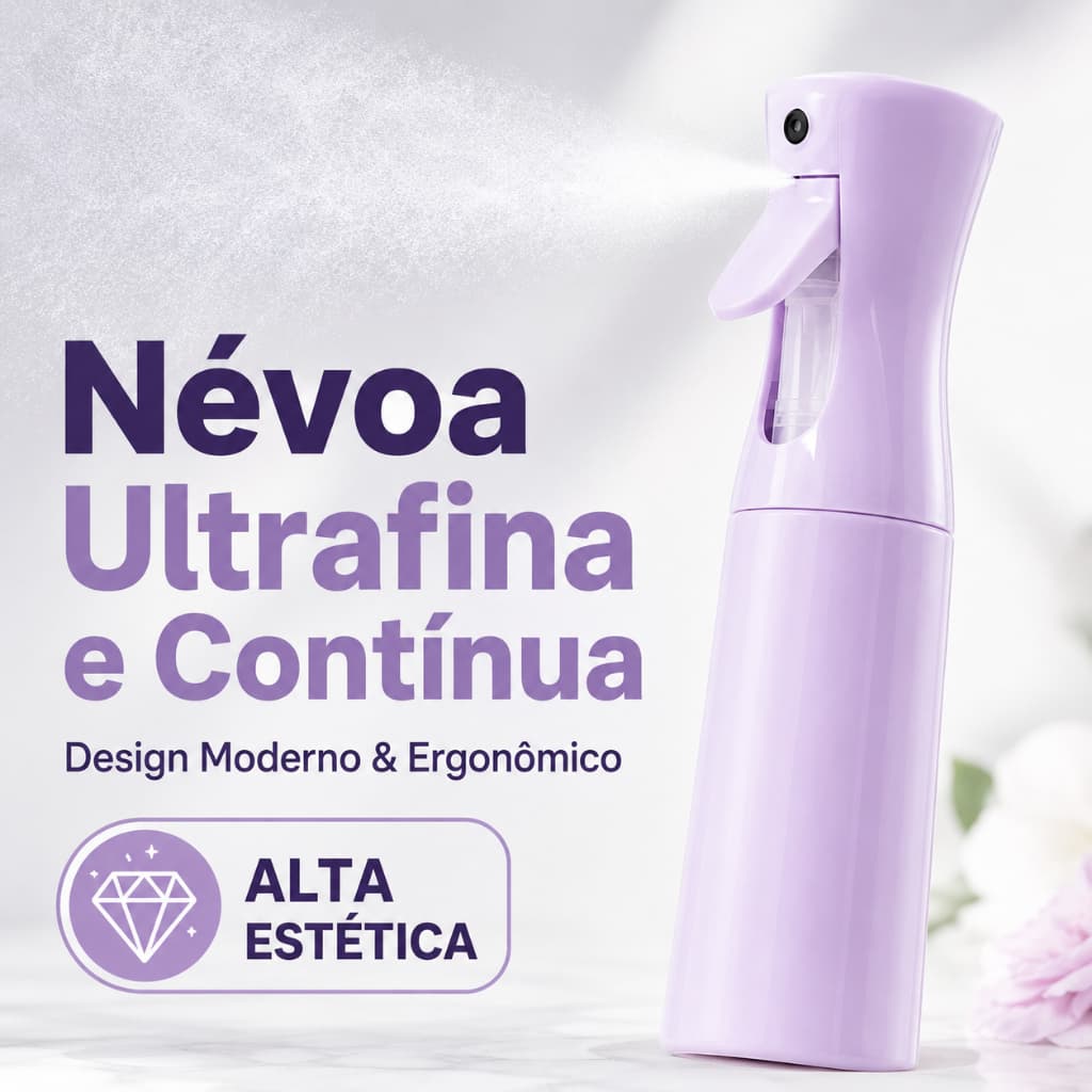 Pulverizador Borrifador Névoa Contínua Jato Ultra Fino Profissional 200ml Cores Pastel Barbearia Salão e Plantas
