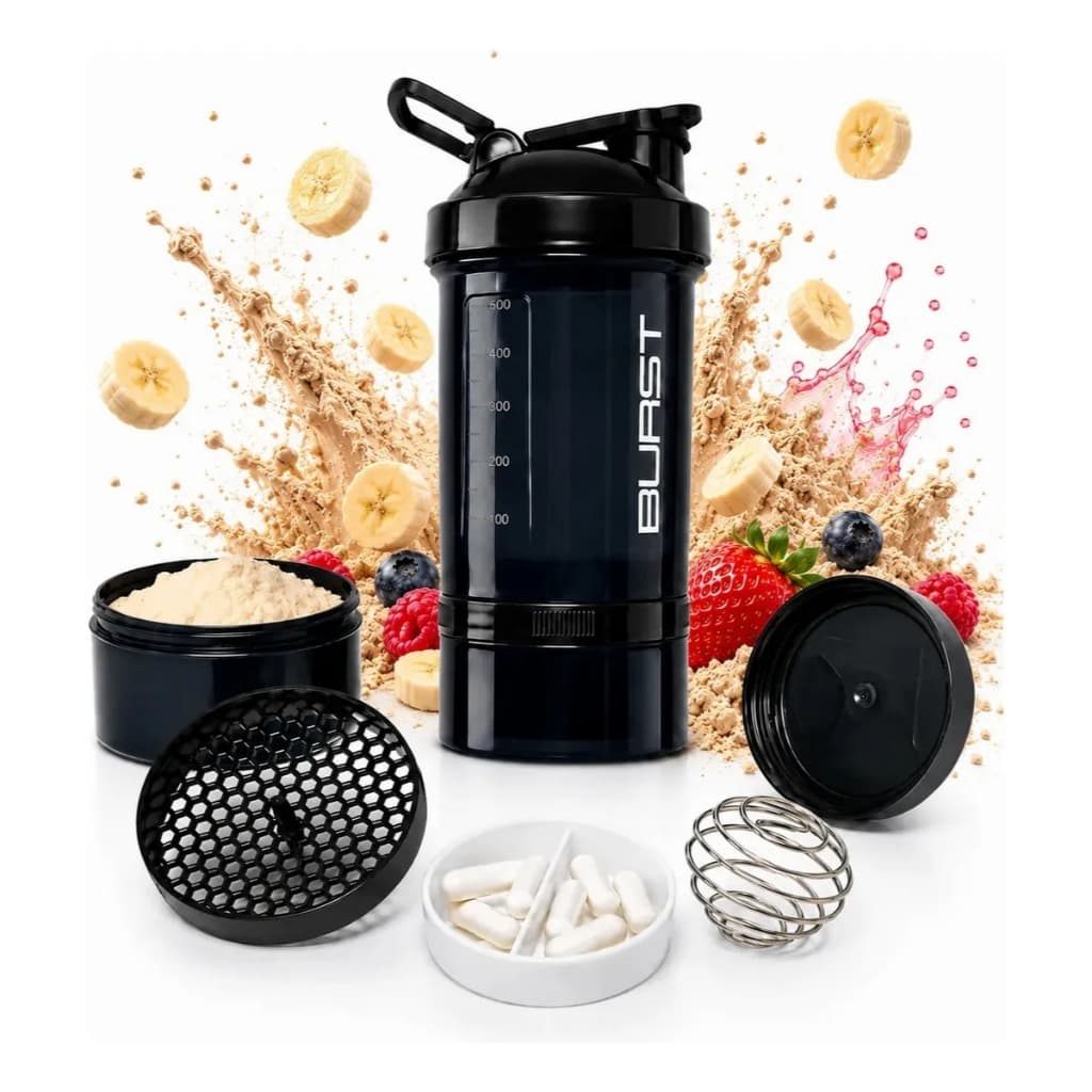 Coqueteleira Shaker Academia Compartimento 600ml Suplementos Hermético Whey Cápsulas Comprimidos Fit Shakeira BPA Free