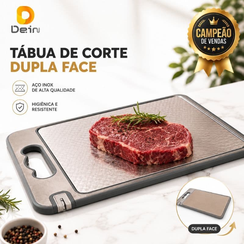 Tábua de Corte Dupla Face Antiderrapante com Textura para Carne Legumes e Descongelar 2 Modelos
