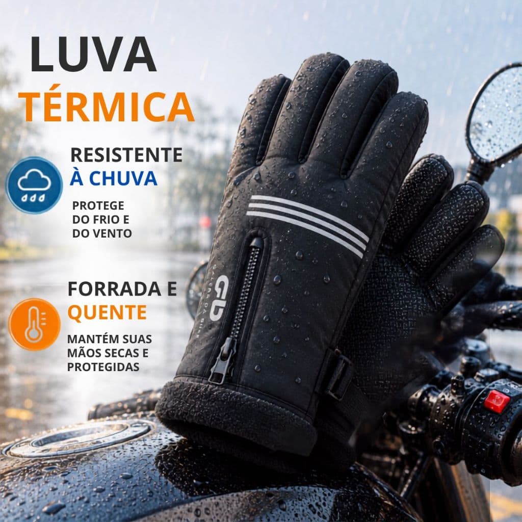 Luva de Frio Chuva Resistente a Água Térmica Quente Inverno Touch Screen Grossa Fechada Masculino Feminino Motoqueiro