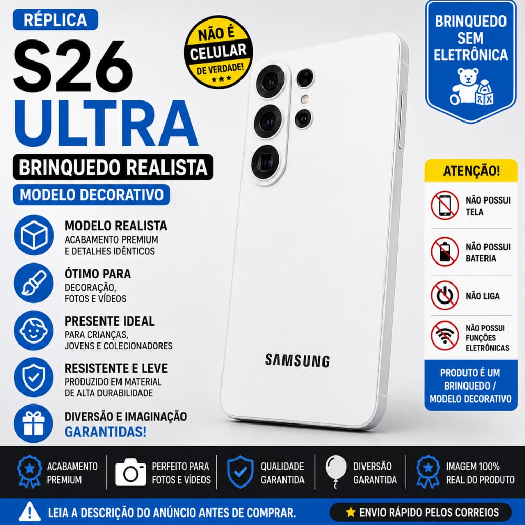 Samsung S26 ultra Brinquedo | Celular Infantil Sem Eletrônica | Réplica Realista | Presente | *** GANHE BRINDE ***