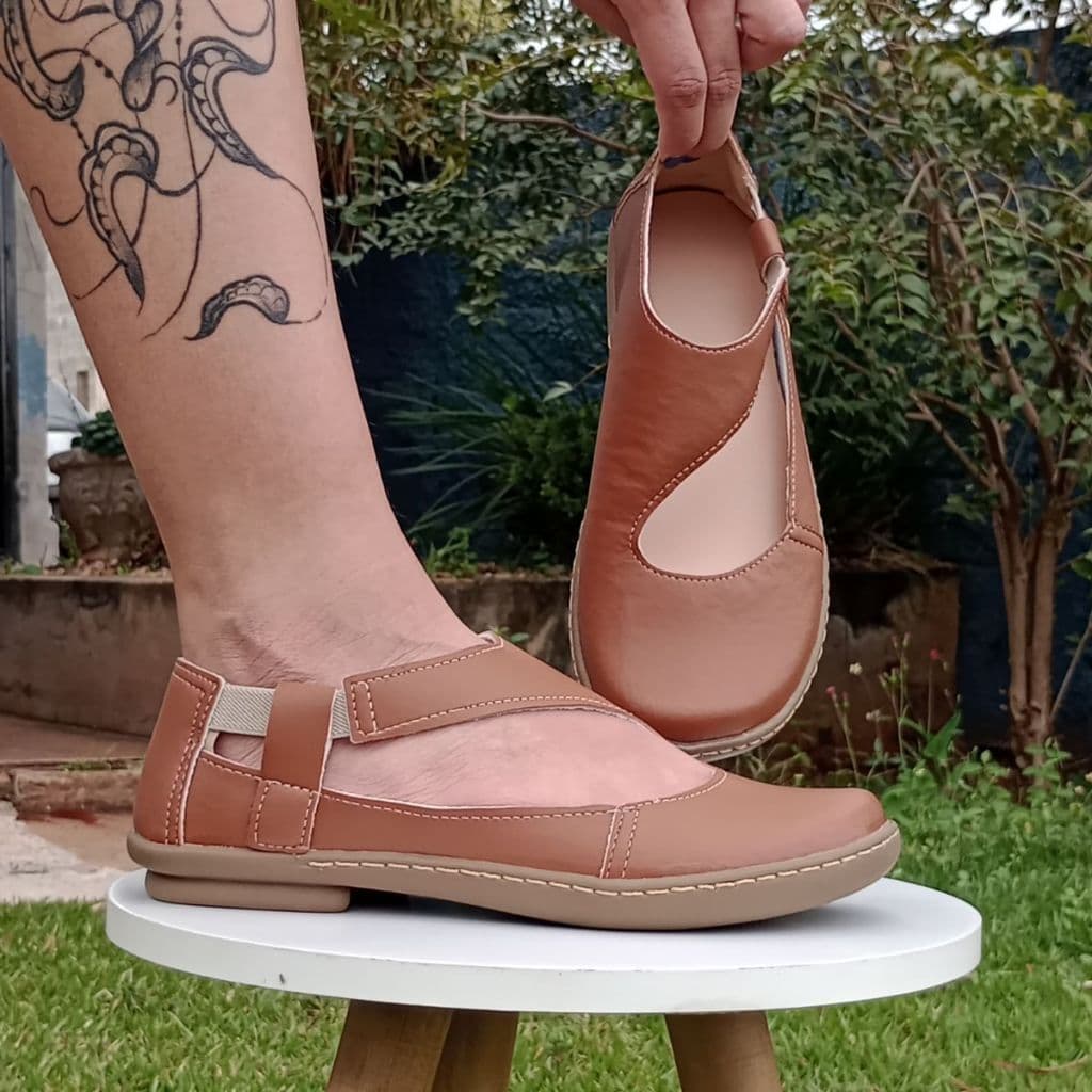 Sapatilha Feminina Marrom Conforto Boneca Casual Retro