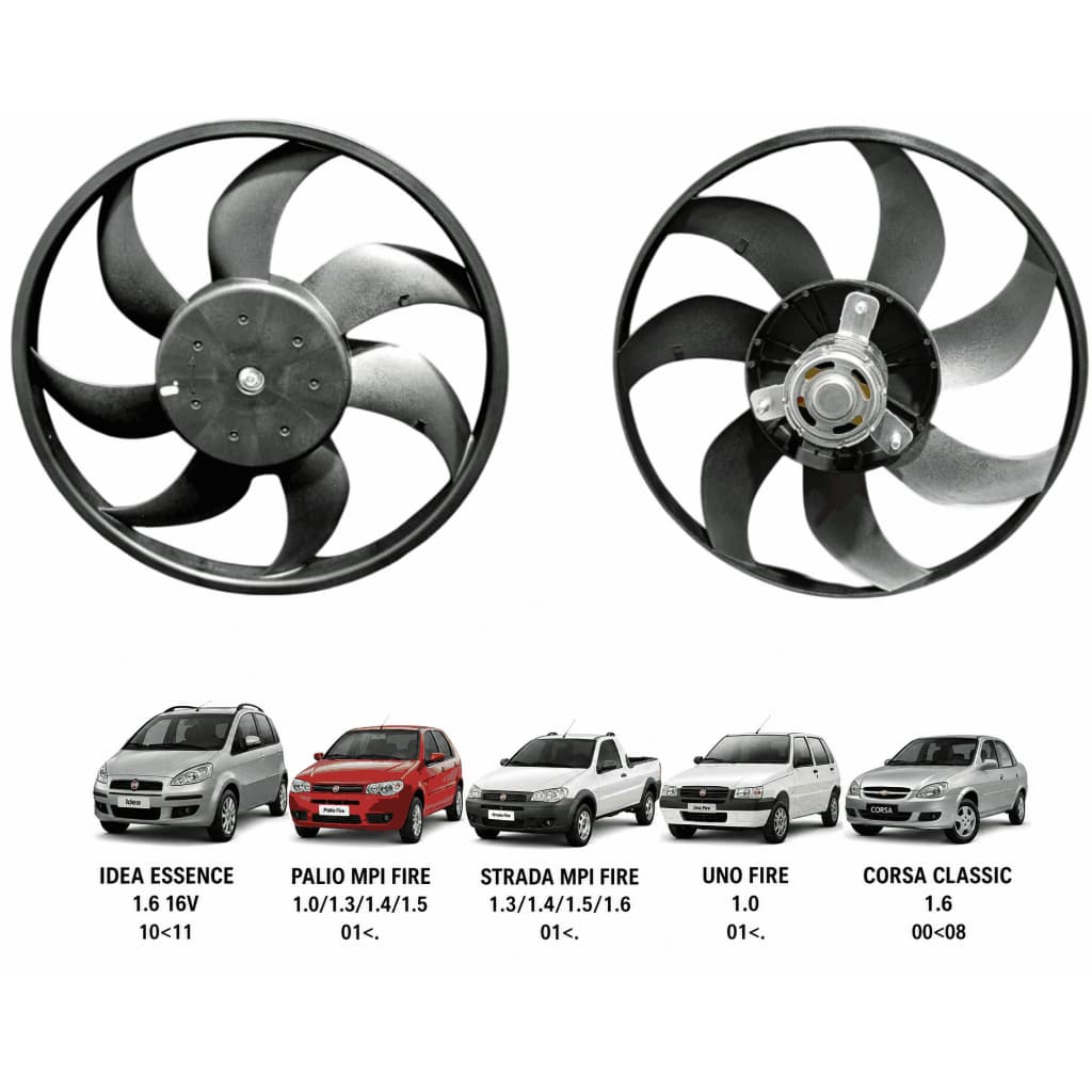 MOTOR E HELICE DA VENTOINHA DO RADIADOR UNO/ FIRE S/AR 1.0 2001 2002 2003 2004... EM DIANTE