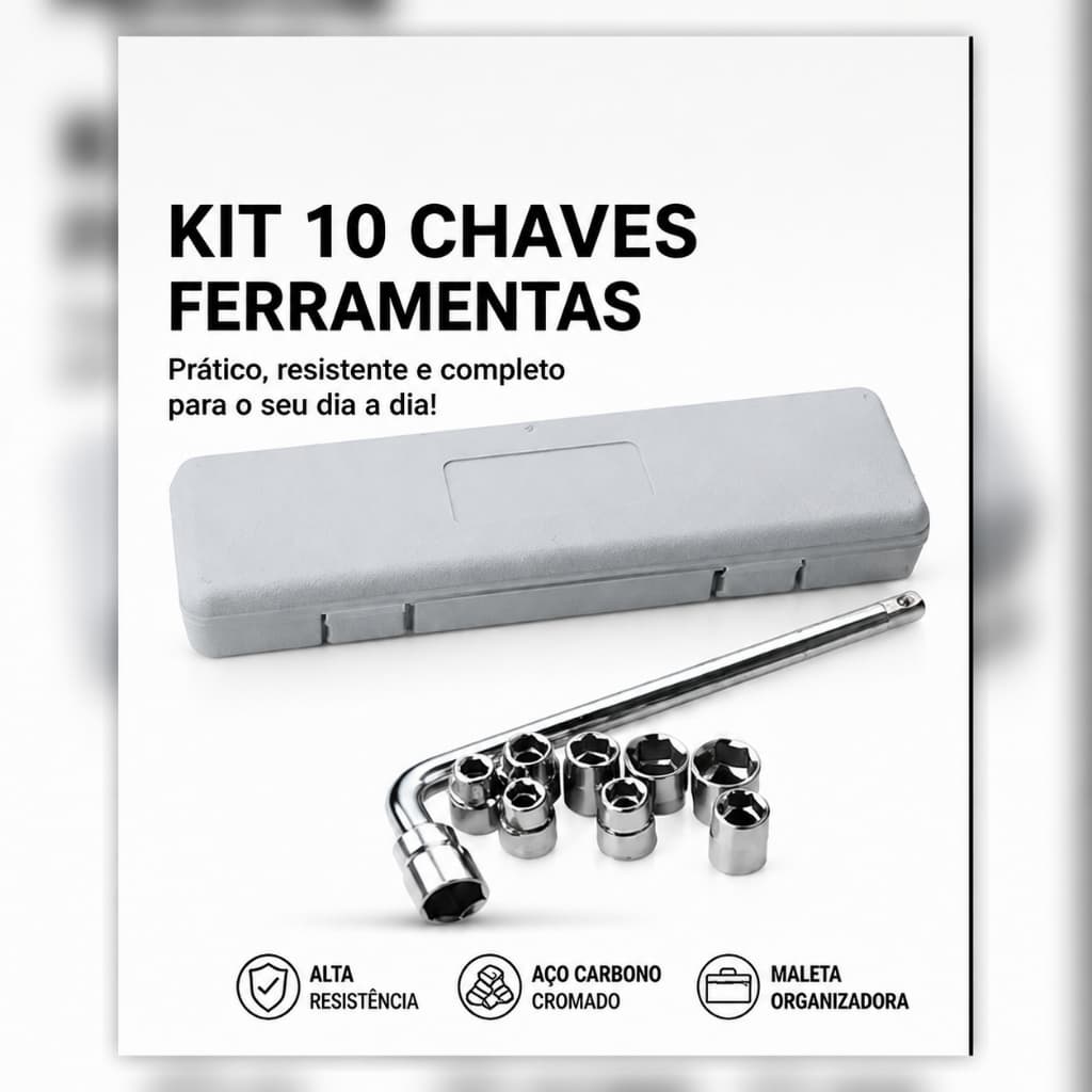 Kit Ferramentas 10 Peças Chave L Soquete De Boca Com Estojo