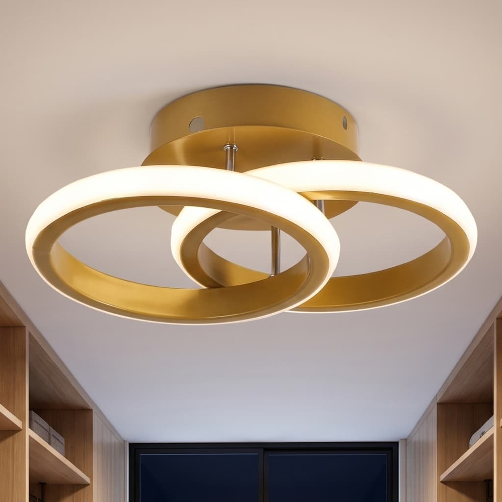 Lustre Luminaria Pendente teto Quarto Redondo Dourado Sala Quarto Corredor Sala Mesa Jantar Cozinha 127/220v