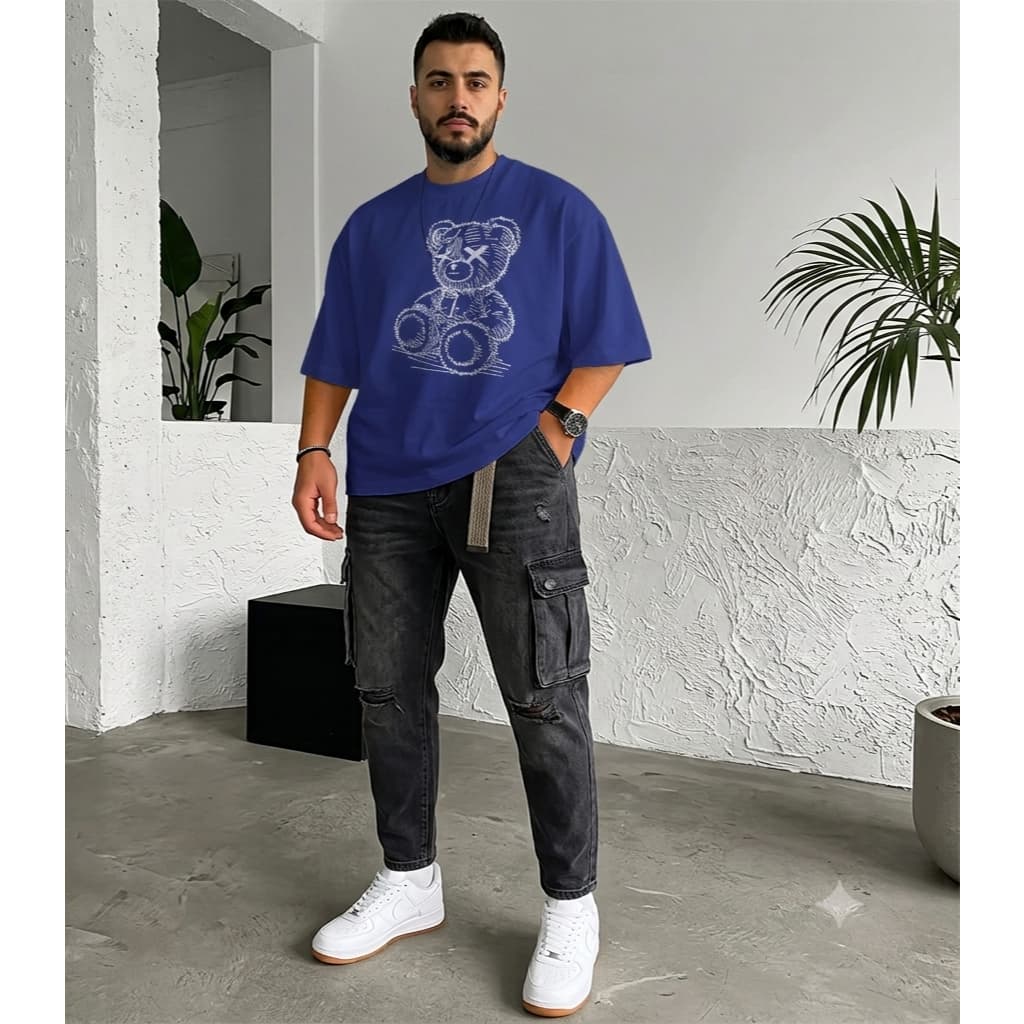 Camiseta Masculina Estampa urso, camiseta 100% algodão, camiseta básica