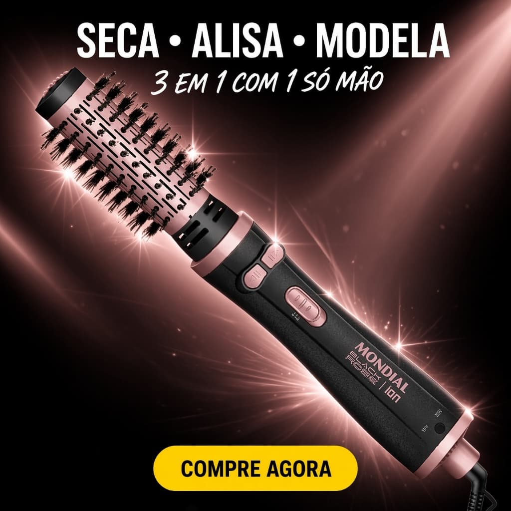 Escova Elétrica Giratória Mondial Black Rose 1200W Bivolt Incrível Incrí­vel Original Oferta Imperdí­vel