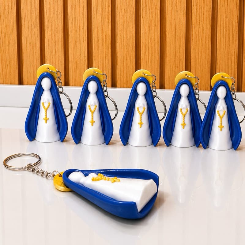 Chaveiro Nossa Senhora Aparecida 3D | Lembrancinha Religiosa para Batizado, Comunhão, Crisma e Eventos