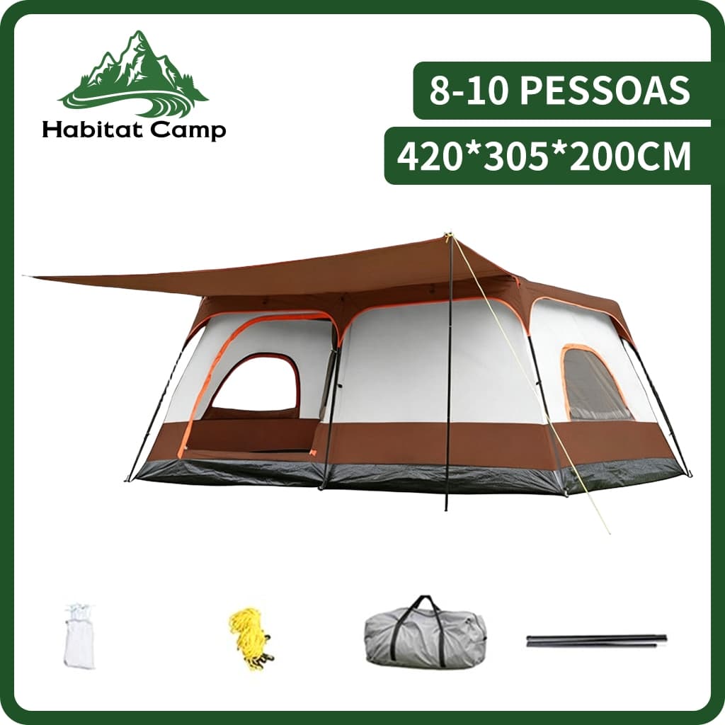 HABITAT CAMP Barraca Camping 8-10 Pessoas Impermeável 2000mm, Grande Acampamento