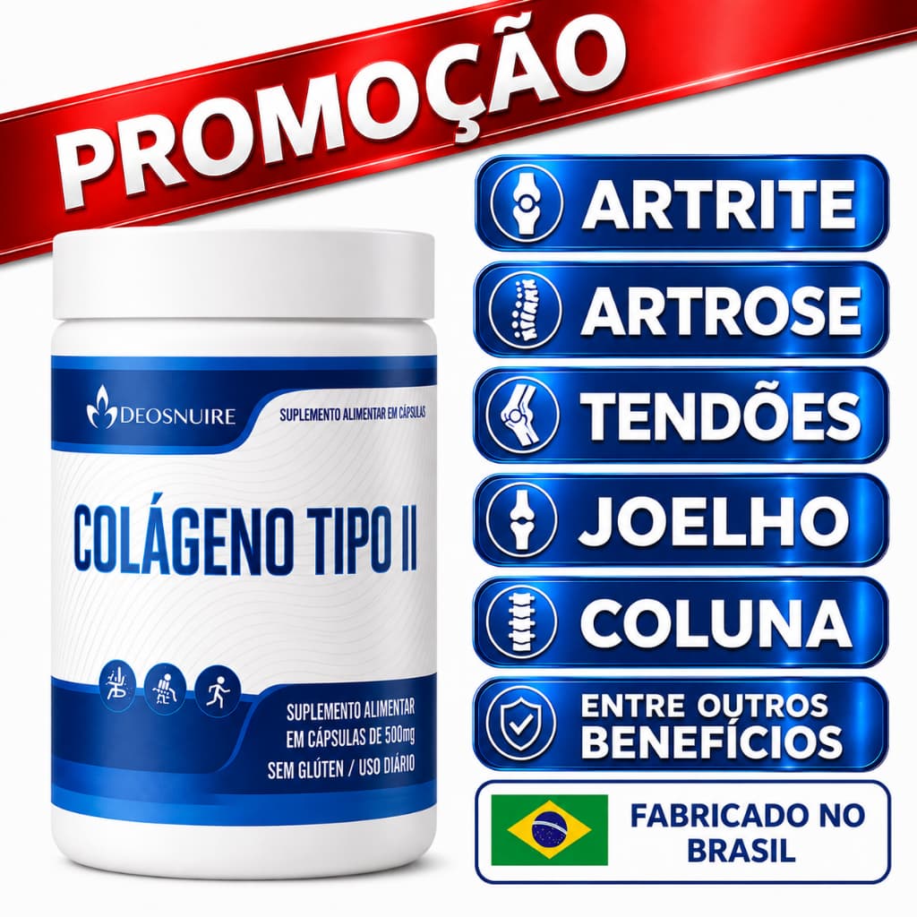 Colágeno Tipo 2 para Joelho Articulação Artrose Cartilagem Artrite Tendinite - POTE PARA 30 DIAS USO