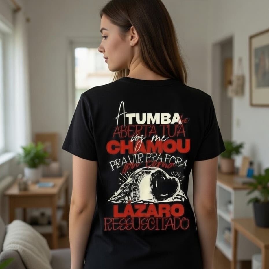 Camiseta Tradicional Sou Como Lázaro Ressuscitado Blusa Estampada Religiosa 100% Algodão Unissex