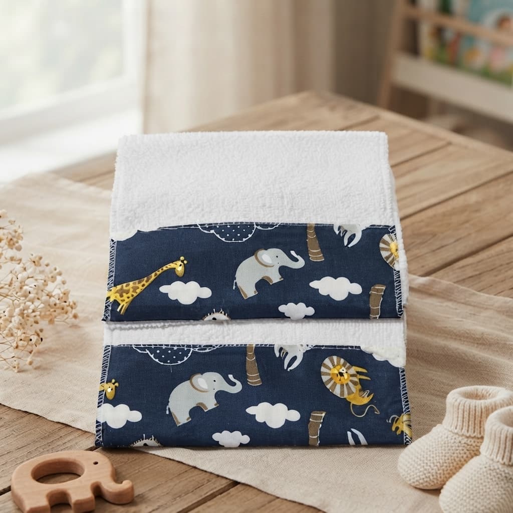 Kit 2 Paninhos De Boca Infantil para Bebê Estampa Animais Várias Cores Menino e Menina
