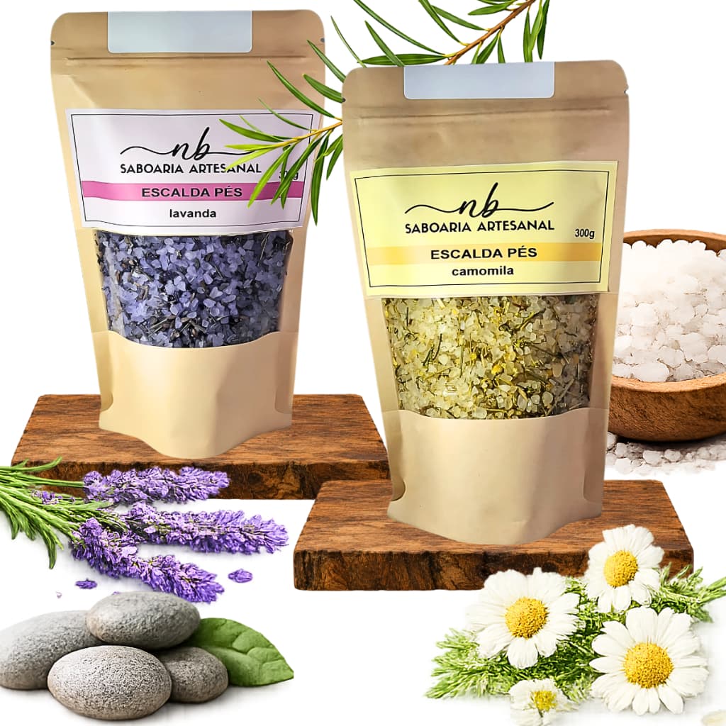 Kit 2 Escalda Pés Lavanda e Camomila Relaxante Acalma 300g