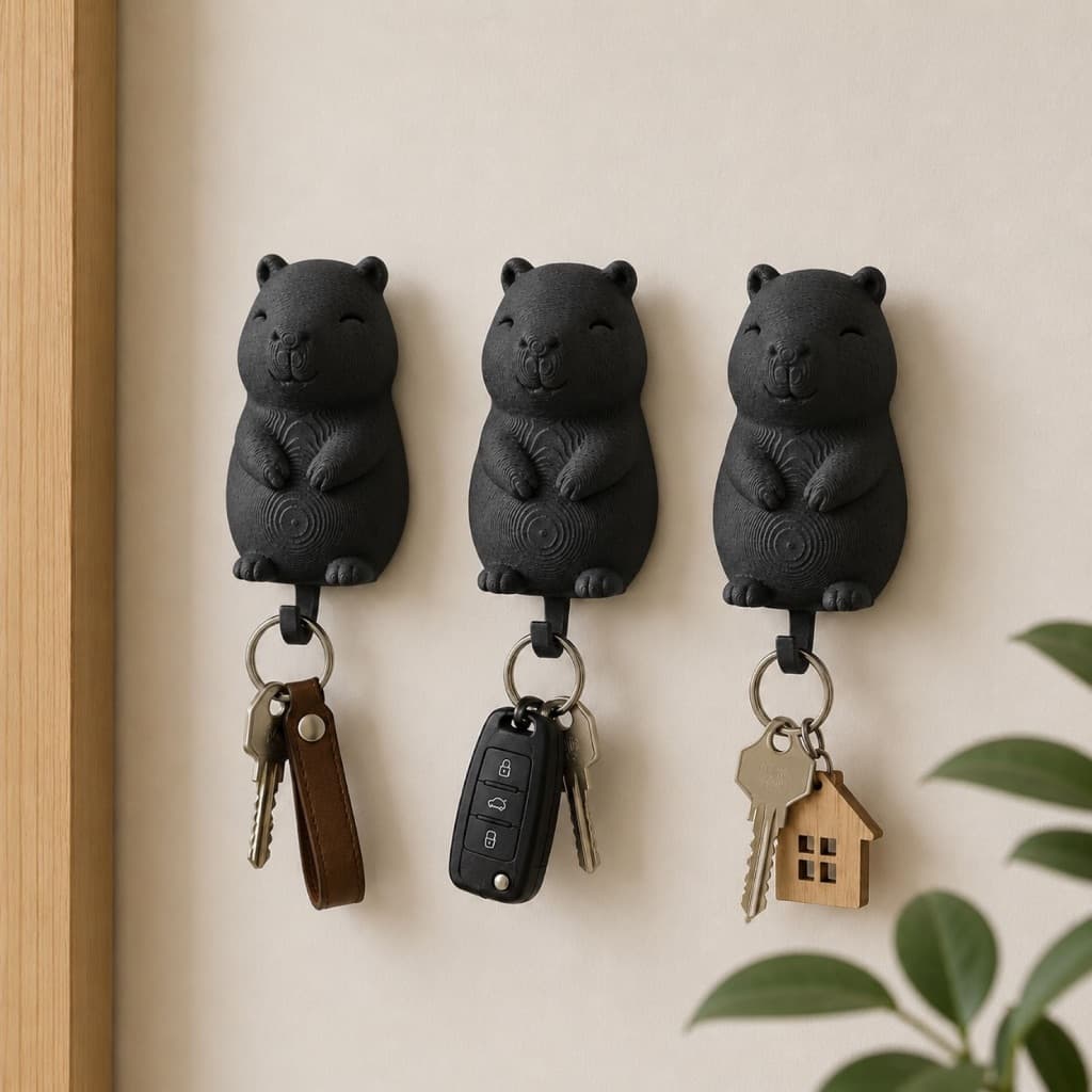 Kit 3 Porta Chaves de Parede Capivara Decorativo Moderno - Zately