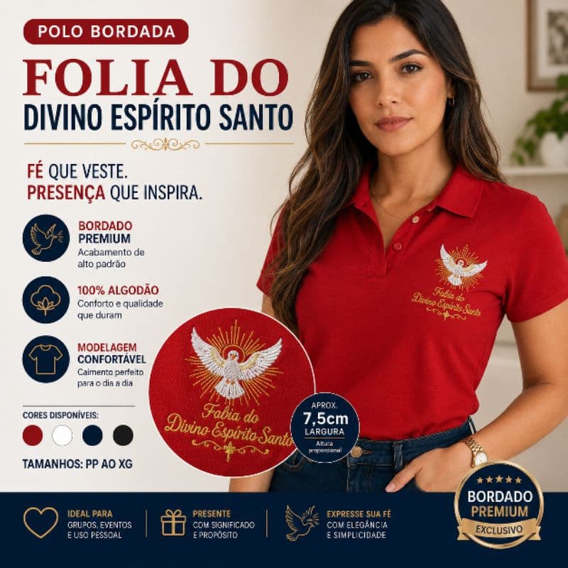 Camisa Polo Personalizada Folia do Divino / Polo Espírito Santo / Polo Divino