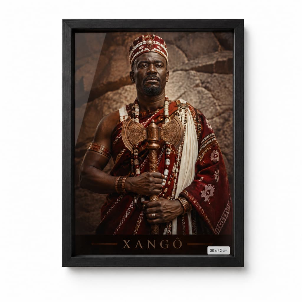 Quadro Decorativo Xangô com Moldura e Vidro 21x30 ou 30x42