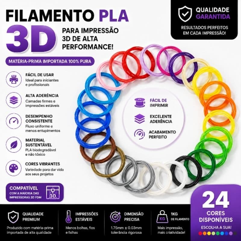 Filamento PLA 3D 1,75mm 5,2m Caneta 3D Infantil Cores Variadas Refil para Caneta 3D Material para Impressão original