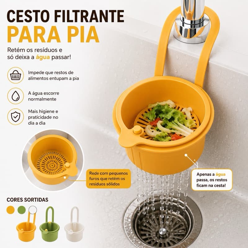Filtro Cesto para Pia 11x6cm Coador Escorredor de Resíduos Removível Lavável Resistente Sortido