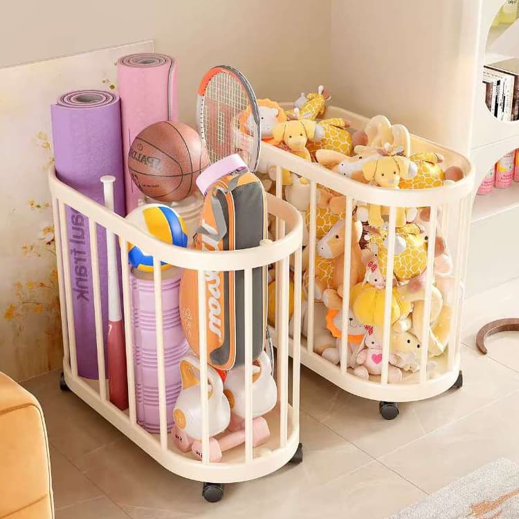 Cesto Para Objetos e Roupa Suja Organizador com Rodinhas Para Brinquedos Lavanderia Multiuso