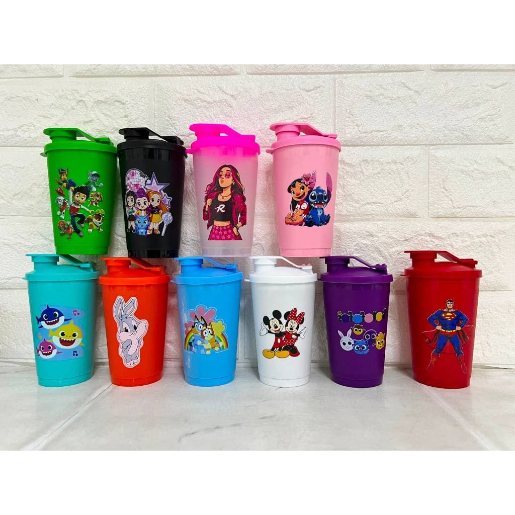 20 Copos 250ml Personagens Infantil Brinde Lembrança Tampa Aniversario Criança