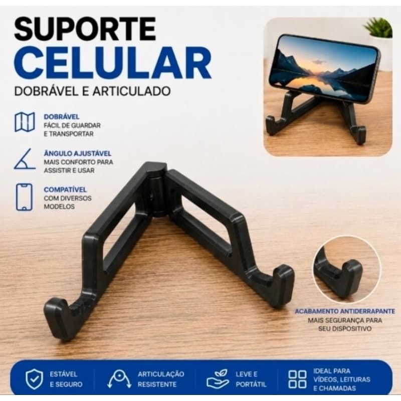 📱 Suporte para Celular Dobrável Articulado para Mesa Ajustável para Assistir Vídeos Leitura e Chamadas Compacto Portátil