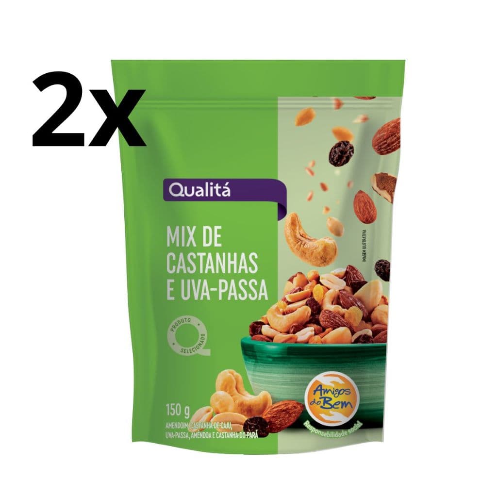 Kit com 2 Mix de Castanhas e Uva Passa 150g por pacote