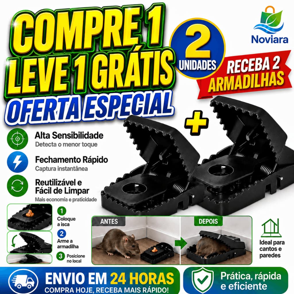 Compre 1 Leve 1 Grátis Ratoeira Profissional Reutilizável Para Ratos Mola Dupla Ultra Resistente Alta Precisão Segura
