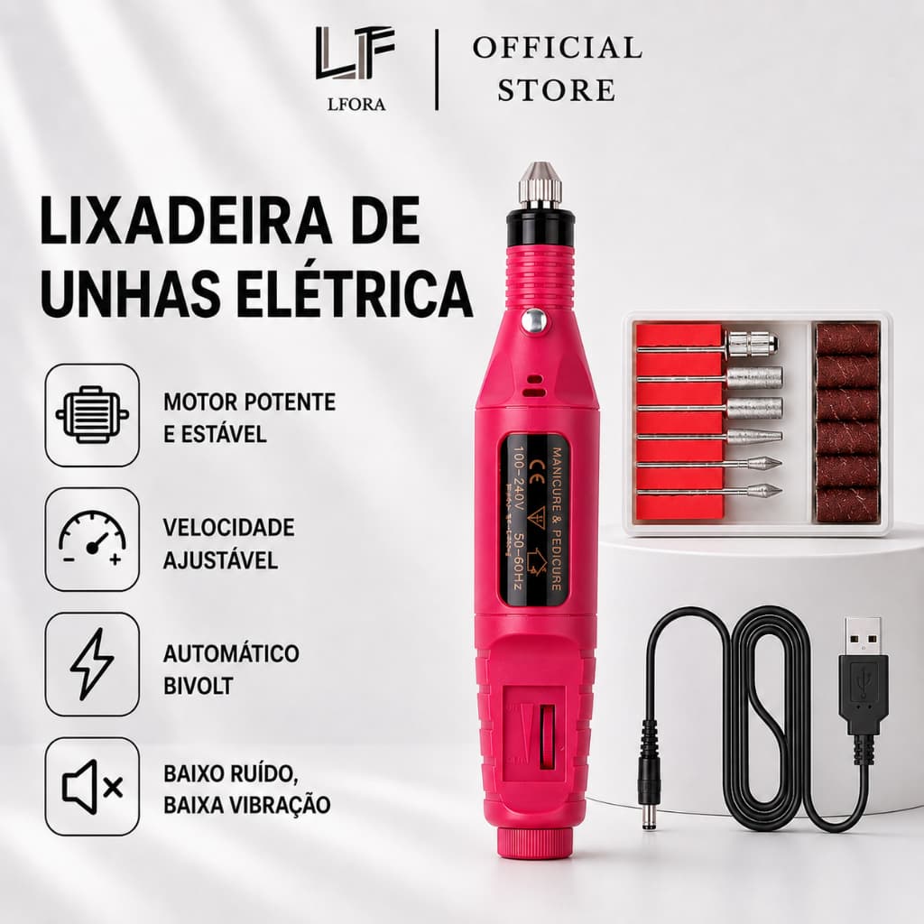 Lixadeira Motor Caneta Bivolts Unha Lixa Elétrica Profissional Bloco Motor Bivolt
