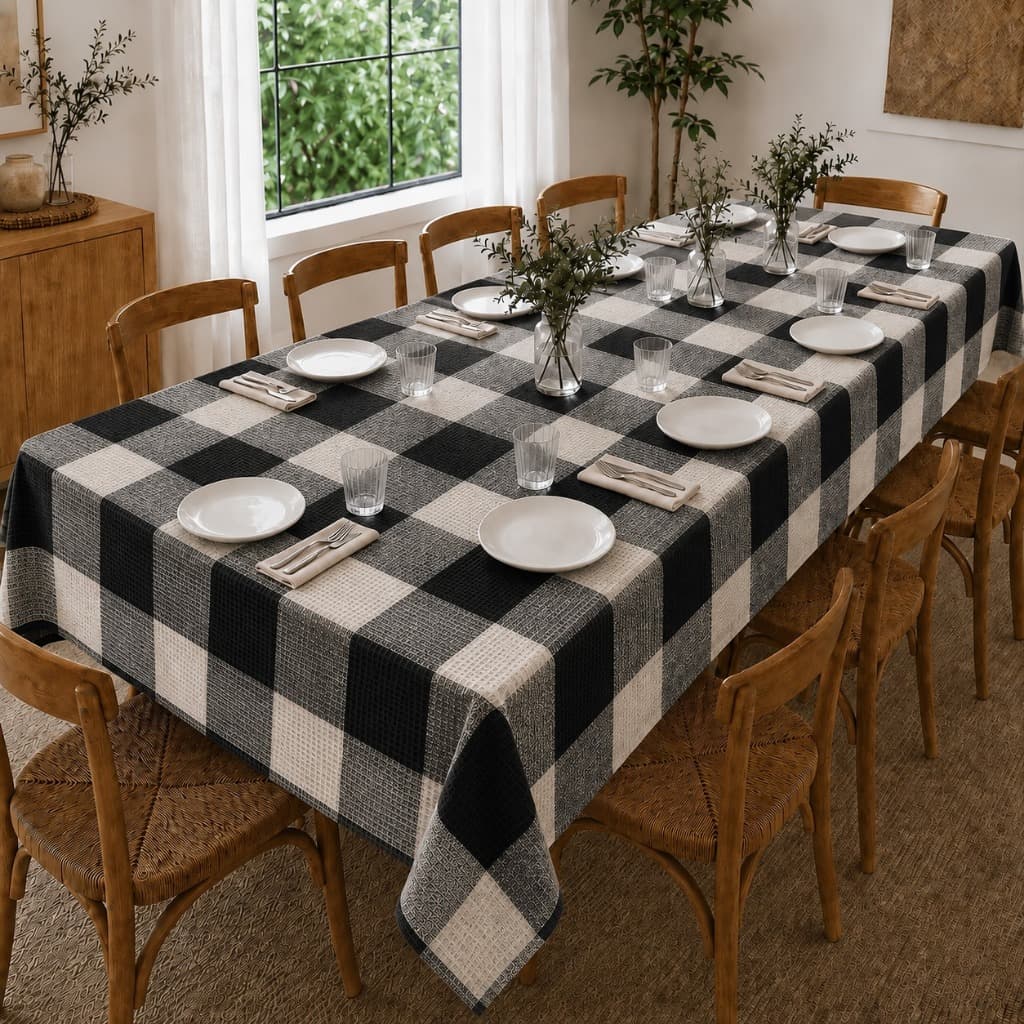 Toalha de Mesa Xadrez 100% Algodão Várias Medidas 4 Cores Cozinha Sala de Jantar