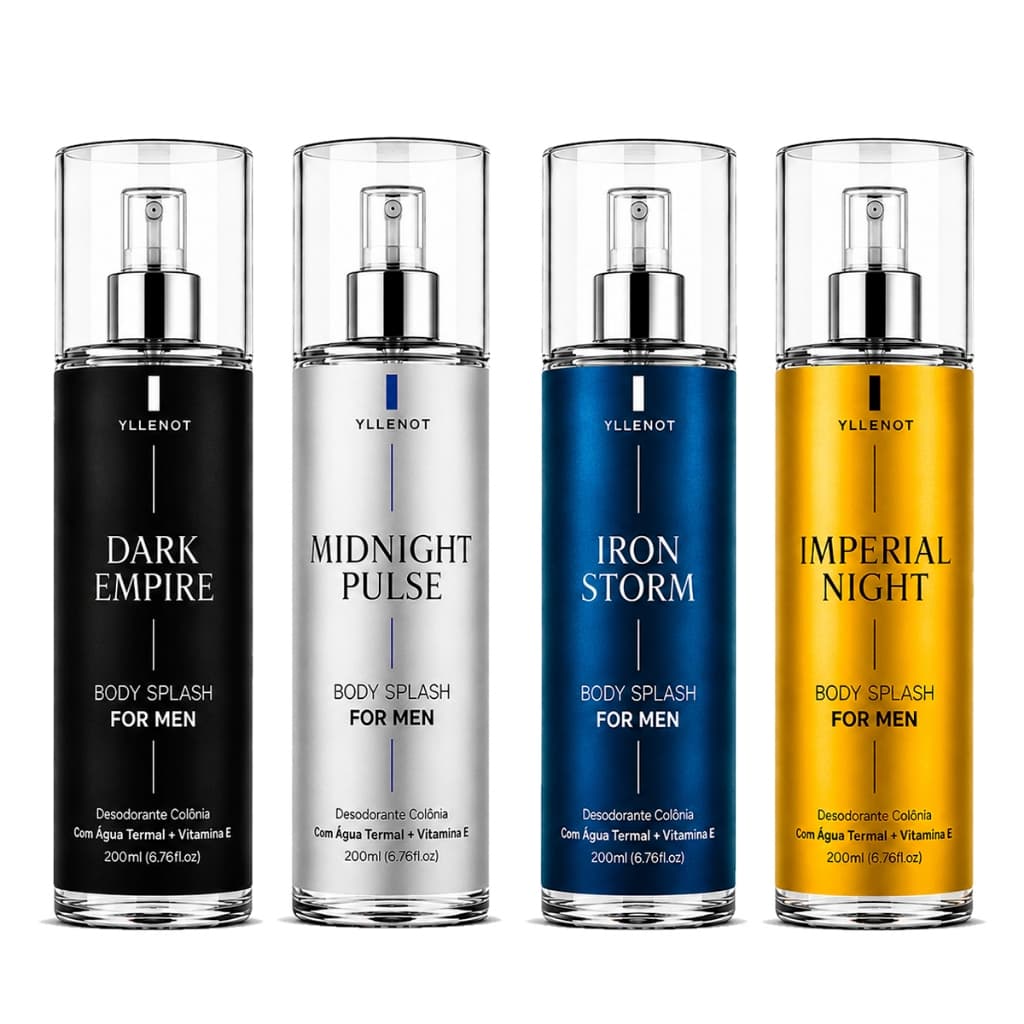 Kit Body Splash Perfume Masculino 200ml C/ 4 Desodorante Corporal Amadeirado Alta Fixação