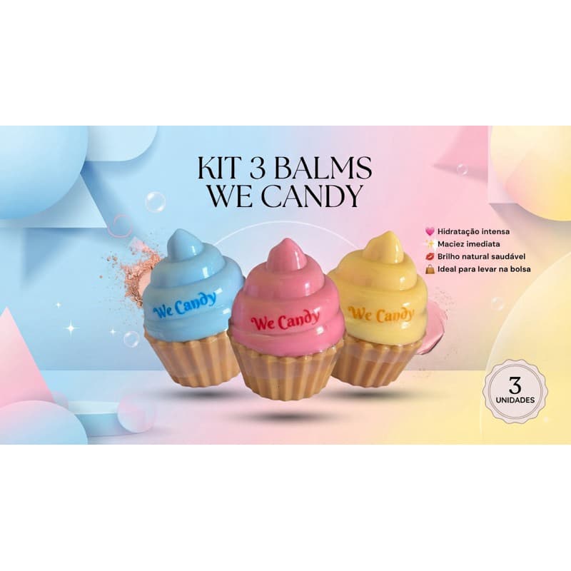 Balm Hidratante Labial com Brilho Natural – Hidratação Intensa, Maciez e Cuidado Diário kit com 3