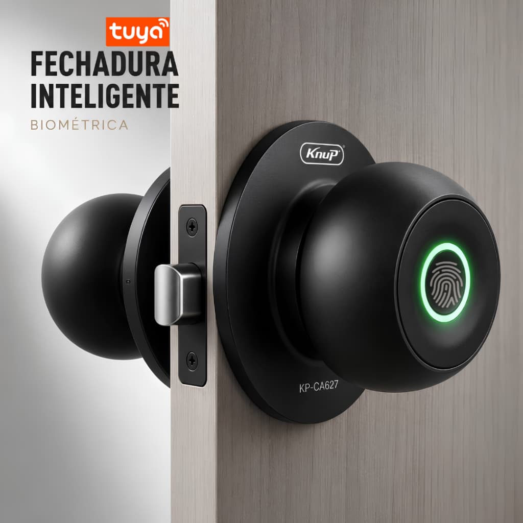 Fechadura Inteligente Biométrica Impressão Digital Tuya App Chave Mecânica Para Casa e Apartamento